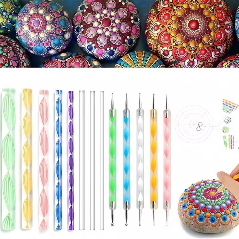 Mandala tools 13 sets diy graffiti embellishment drawing stick template dot dot drill pen combination
