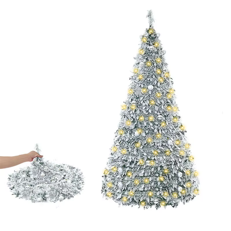 Christmas tree folding Christmas tree without decoration Abundantly packed tree with snowflakes