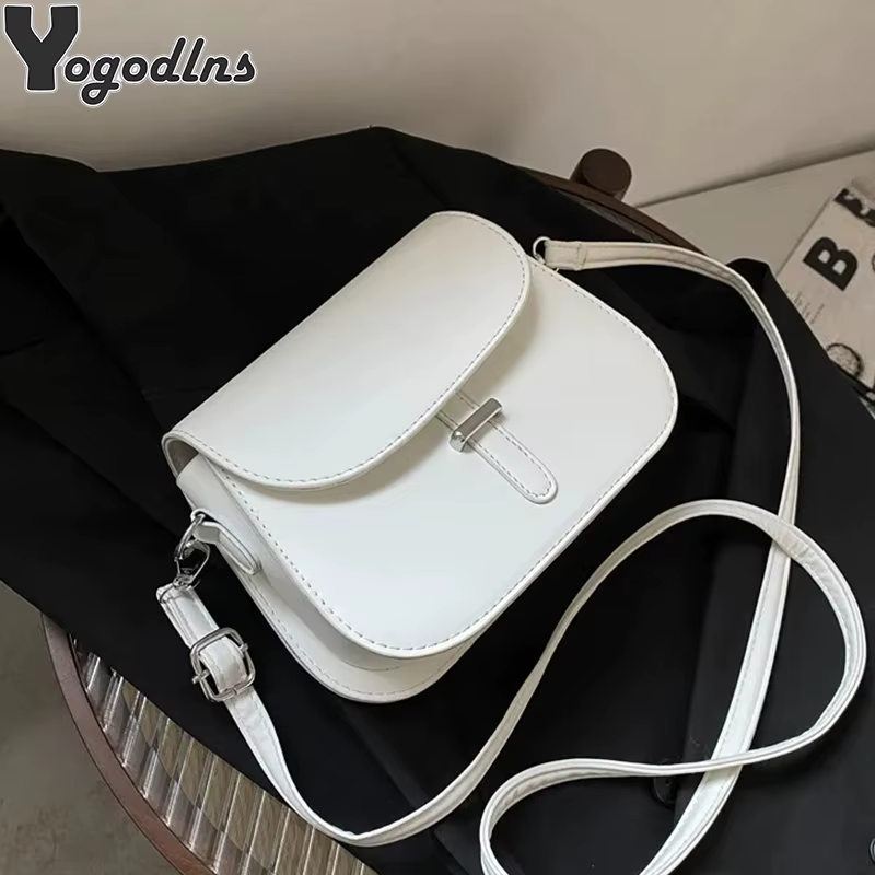 Fashion Women Crossbody Saddle Bag PU Leather Small Handbags Purses Retro Semicircle Designer Messenger Bags Female Clutch Tote