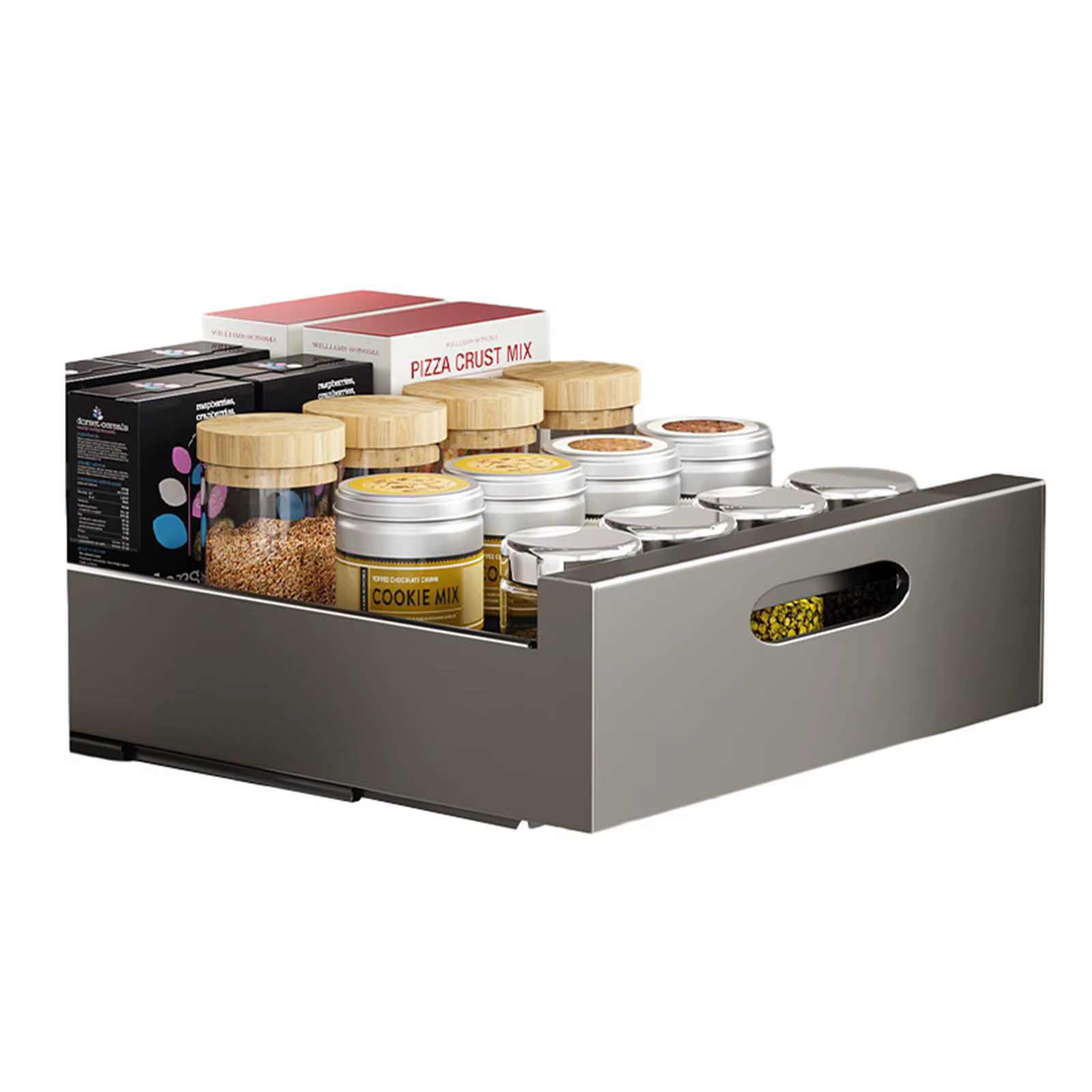 Pull Out Cabinet Organizer, Sliding Out Drawer Storage Shelves, Roll-Out Extendable Sliding Drawer for Kitchen Cupboard