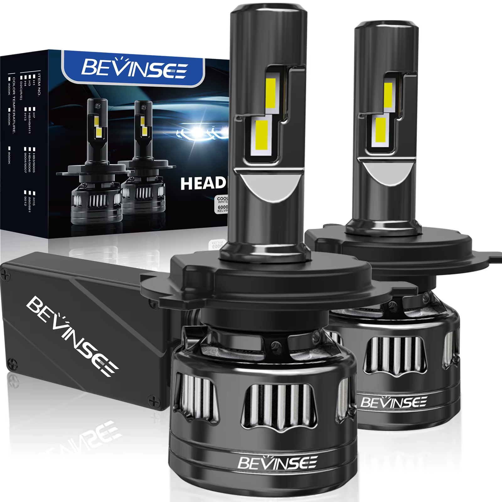BEVINSEE V45 H4 H7 H11 H1 LED Headlight Bulbs Canbus No Error 9005 HB3 9006 HB4 H8 H9 9012 LED Bulbs 120W 22000LM 6000K Lamp 12V