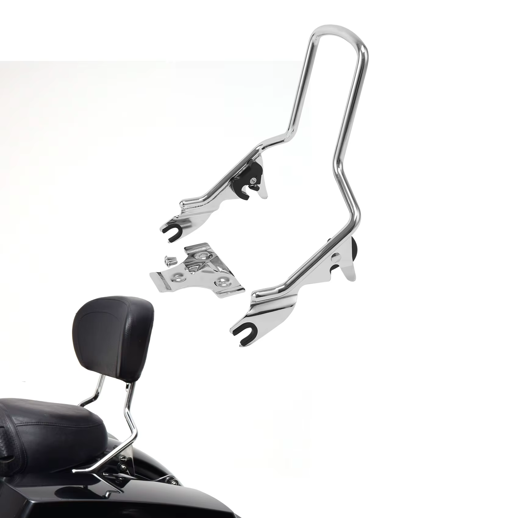 Detachable Upright Sissy Bar Backrest For Harley Touring Street Glide Electra Glide Road King 2009-2023 Motorcycle