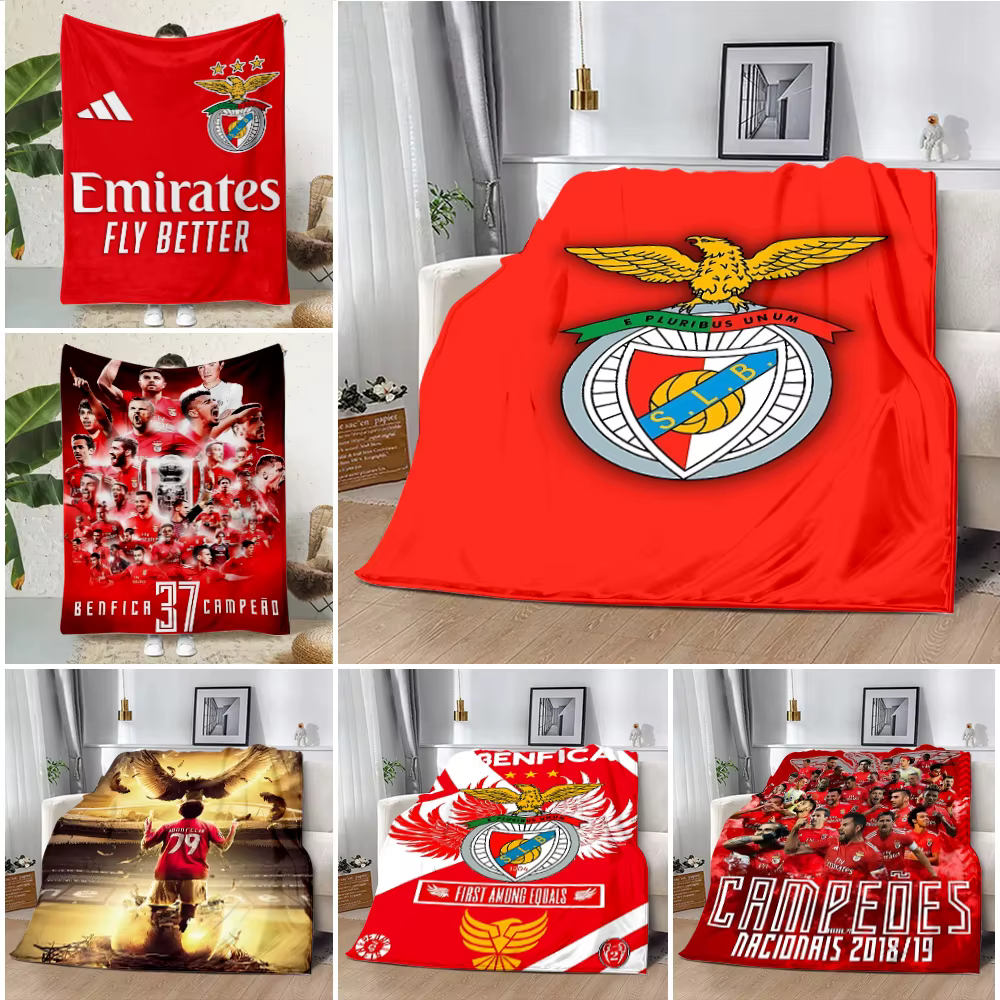 Printed Blanket Football Club B-Benficas Picnic Blankets Warm Blanket Soft and Comfortable Blanket Home Travel Birthday Gift