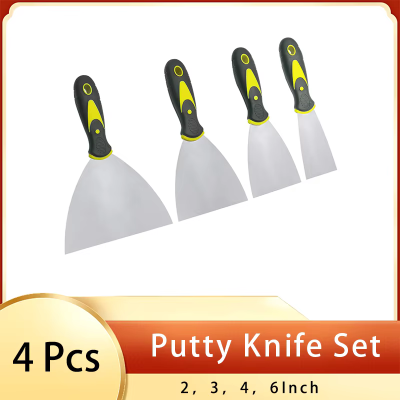 Putty Knives Set 4 PCS  Metal Scrapers Scrapers for Drywall Putty Decals Wallpaper Baking Patching and Painting