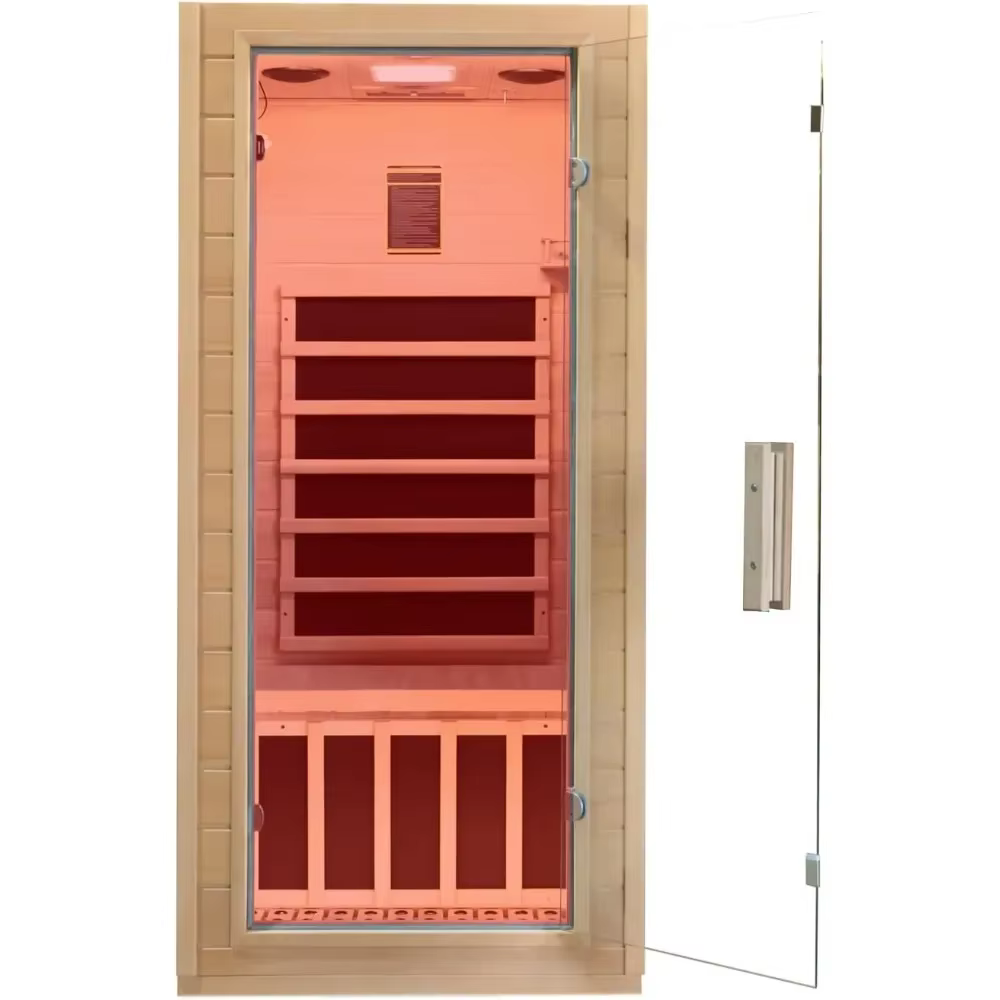 Indoor Far Infrared Sauna Room, Low EMF 5 Heating Panels 1400W Infrared Therapy with Bluetooth Speakers LED Lamp 1 Person Spa