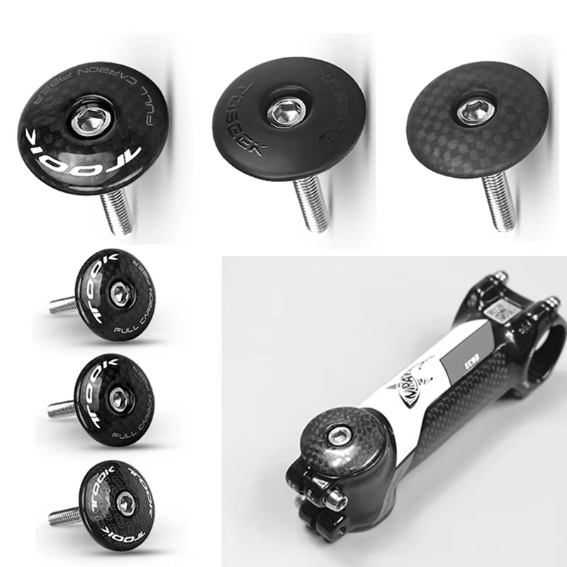 TOOK 3K Headset Stem Top Cap Carbon Fiber T800 MTB Road Mountain Bike Superlight Stem Headset Top Cap Cover Bolt for 1-1/8" fork