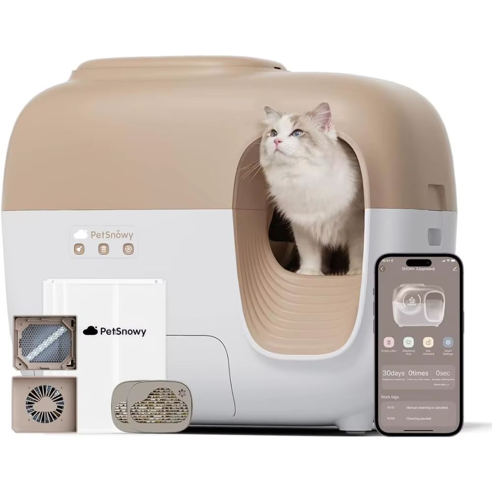 Snow+ Automatic Cat Litter Box Self Cleaning Litter Box - Less Smell, Minimal Tracking, 3-Min Setup & Easy Deep Clean