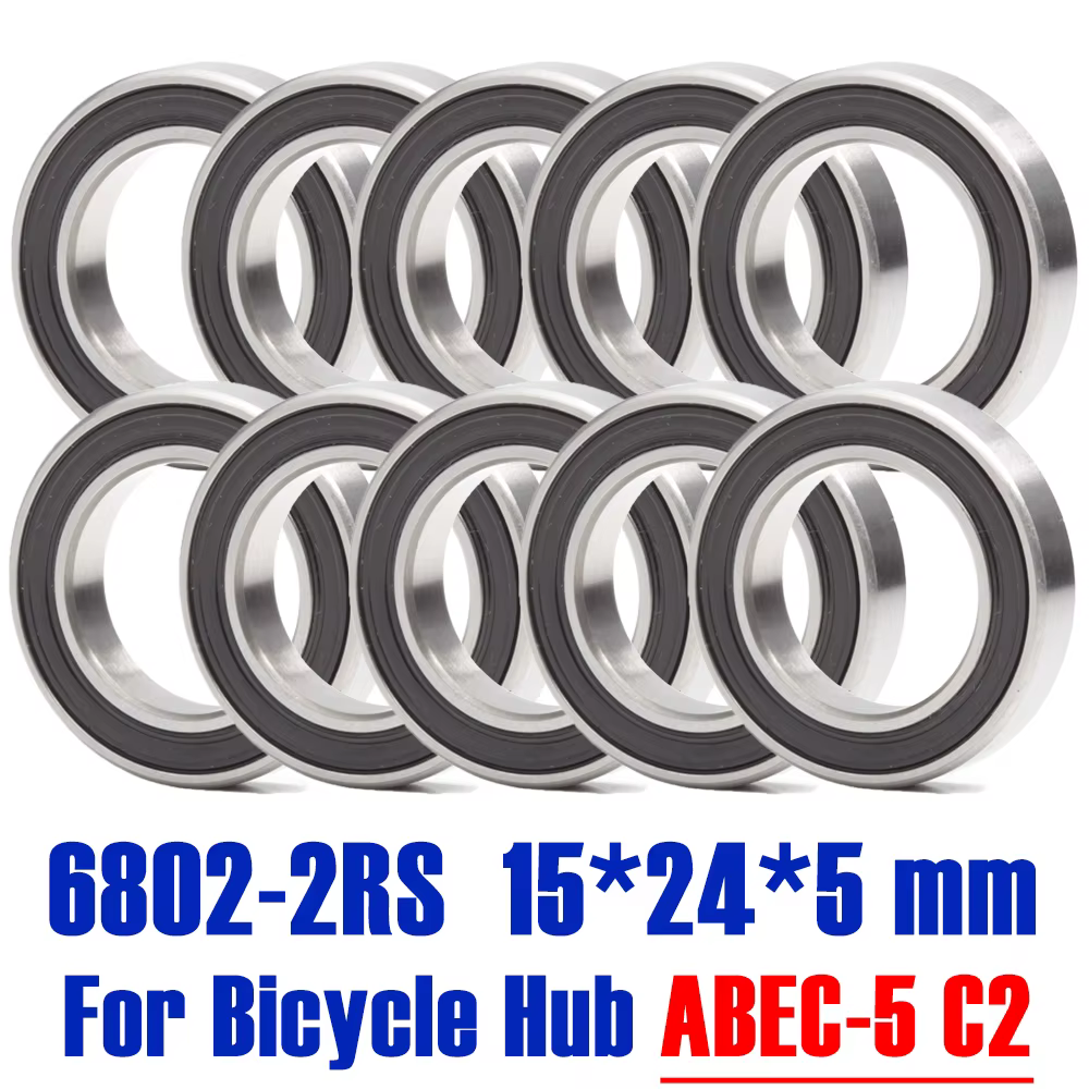 6802-2RS Bearing 15*24*5 mm ( 10 PCS ) ABEC-5 15 24 5 6802RS Bearings For Bicycle Hub Front Rear Hubs Wheel