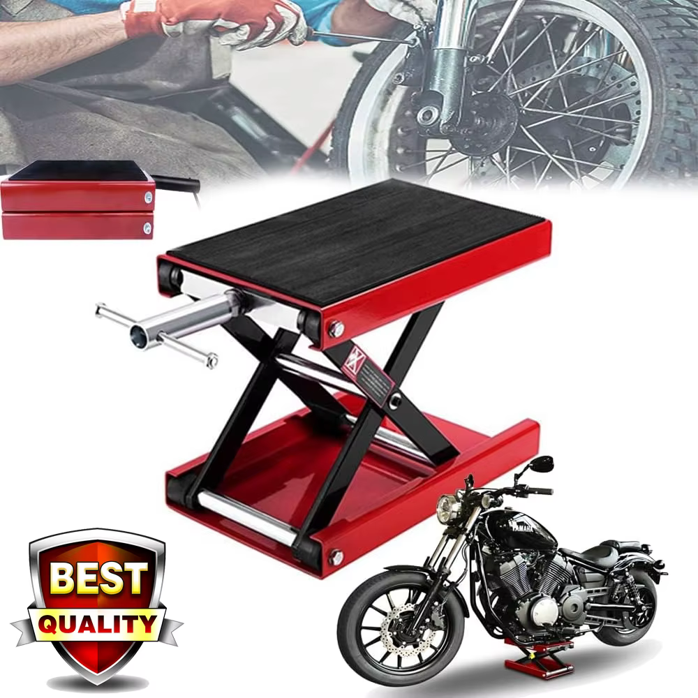 1100LB/500KG Motorcycle Lift Jack Center Scissor Jack Wide Deck Hoist Stand Bikes Garage Repair Stand Adjustable Height 3.6"-15"