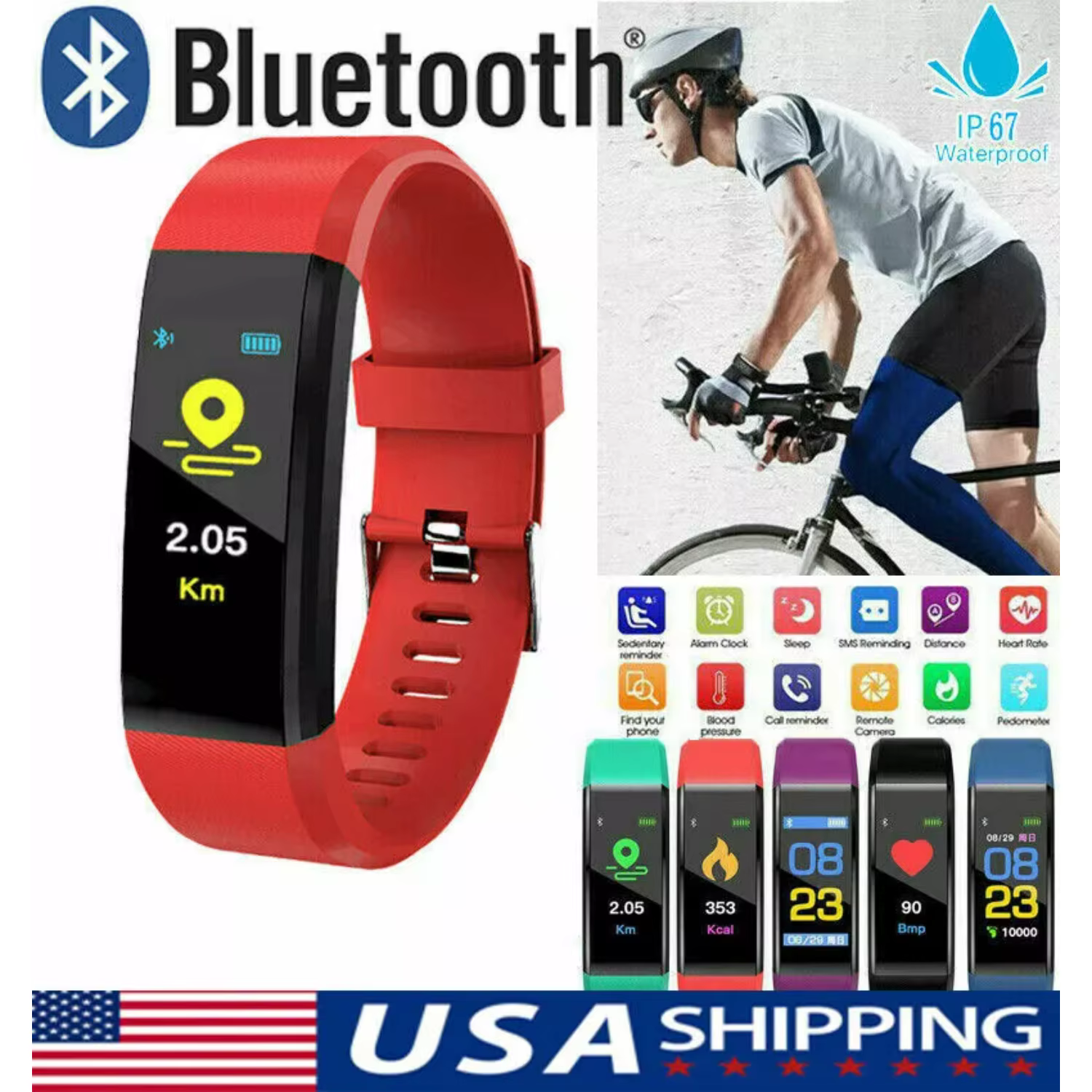 Fitness Smart Watch Activity Tracker Heart Rate For Women Men Oxygen BP Monitor