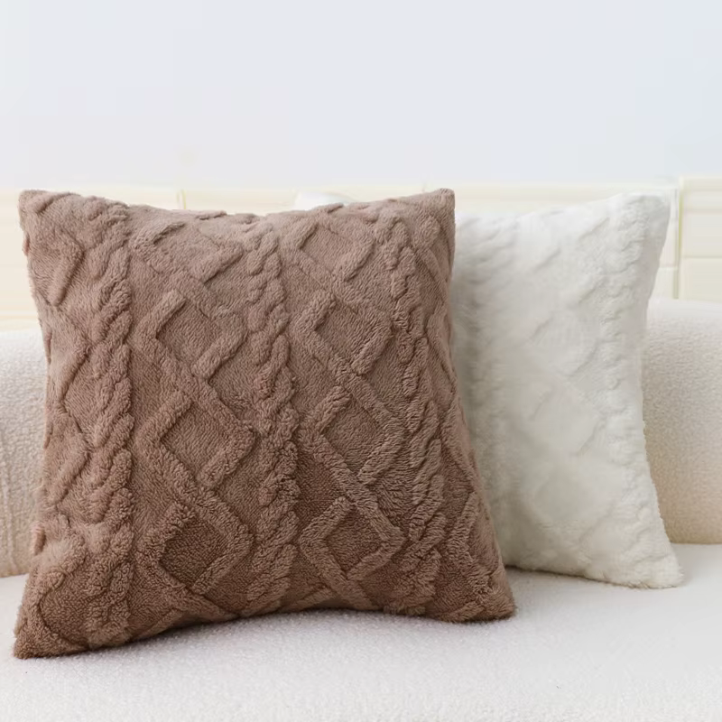 Plush Cushion Cover Geometric Pillow Cover for Living Room Sofa 45x45cm Decorative Pillow Home Decor Pillowcase
