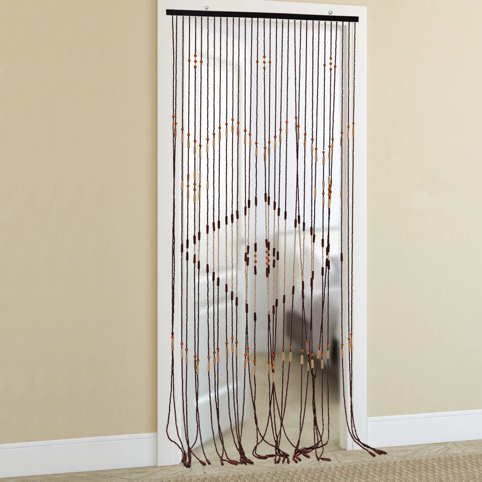 Wooden Bead Curtain Blinds Vintage Door Curtain Decoration 90x208 cm 31 Line for Porch Bedroom and Bathroom