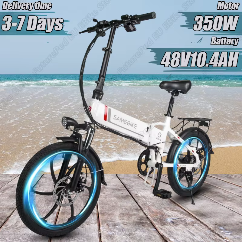 SAMEBIKE Electric Bicycle 350W Brushless Motor 48V10.4AH Removable Lithium Battery Folding E-bike 20-In Tire Mini Electric Bike