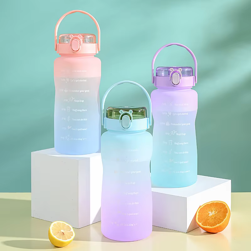 Large Capacity Straw Cup 1.5L Time Scale Water Bottle For Girl Portable Travel Drinking Mug Sports Gym Tumbler Cute Fitness Jugs