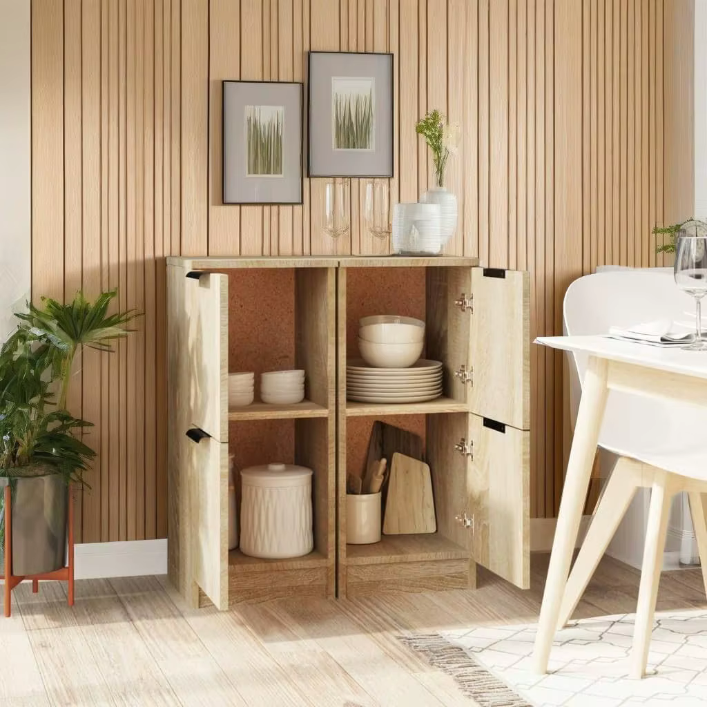 2-Pack Sonoma Oak Sideboards 30x30x70 cm - Durable Engineered Wood Storage Units