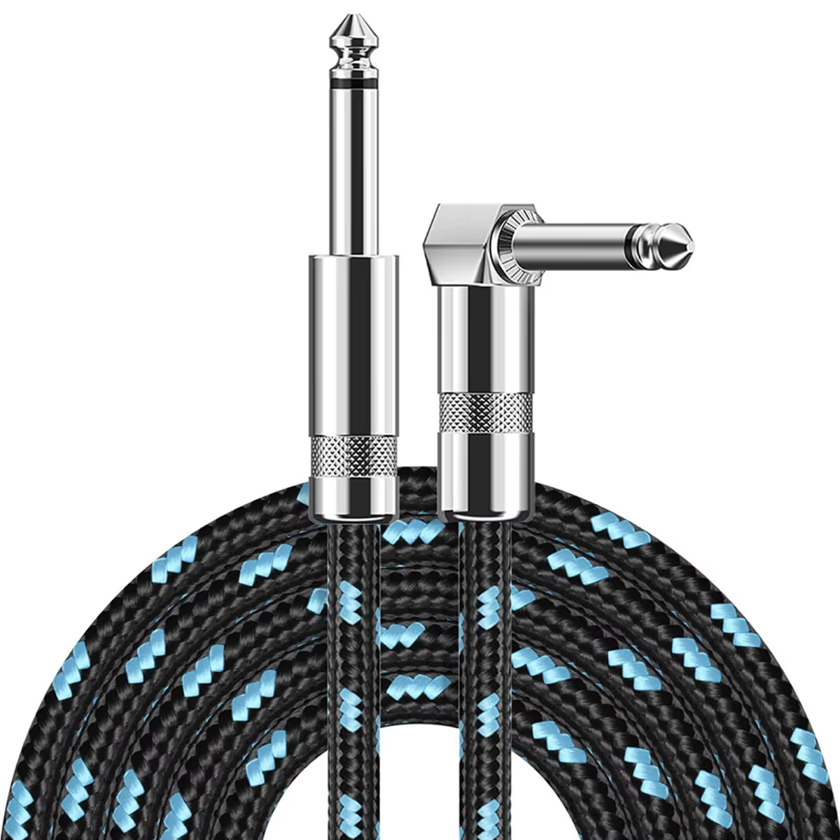 Electric Guitar Cable Braided 1/4 ft Jack 90 Degree TS 6.5mm Audio Mono Cable Bass Electric Box Audio Cable Noise Reduction Cabl