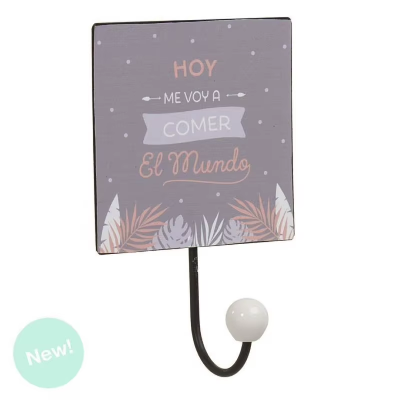 Wall hangers single coat rack leaves "Today I'm going to eat the world" 957047