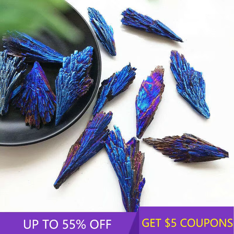 5-10g Raw Natural Rainbow Kyanite Titanium Quartz Crystal Cluster VUG Peacock Feather Mineral Specimen Healing Stone Home Decor