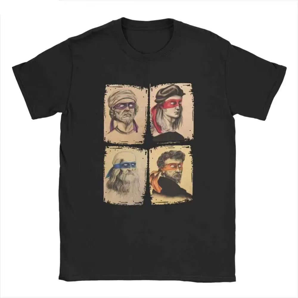 Science Turtles T-Shirt Men Mutant Ninja Short Sleeve Humor Tee Shirt O-Neck Funny Tops Printed Graphic T Shirt Cosplay Tees