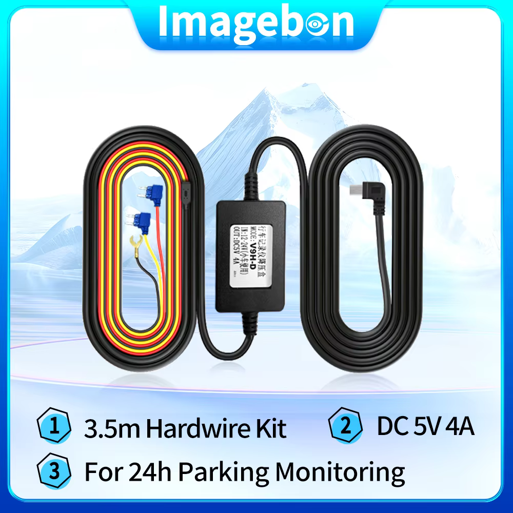 Imagebon 5V 4A 3.5m Buck Line ACC Hardwire Kit Used For 24h Parking Monitoring Time Lapse Car DVR