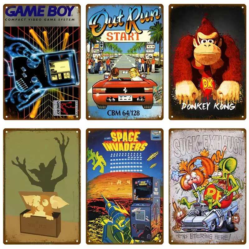 Movie Poster Anime Cartoon Video Game Tin Sign Vintage Pin Up Plate Decor Painting Gararge Bar Man Cave Signage Shabby Plaque