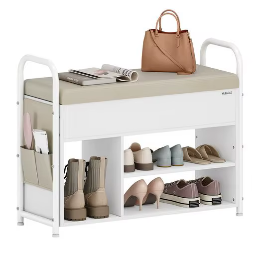 VASAGLE Shoe Bench, with seat, with storage space under, PU organizer