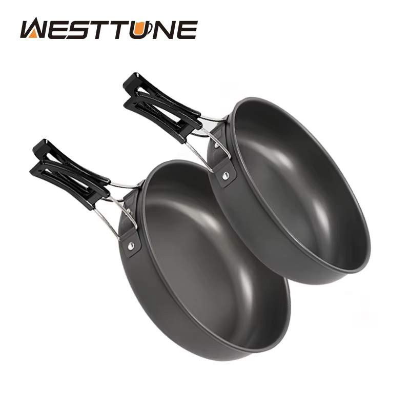 WESTTUNE Outdoor Non-stick Camping Frying Pan with Foldable Handle Aluminum Portable Ultralight Hiking Skillet Camping Cookware