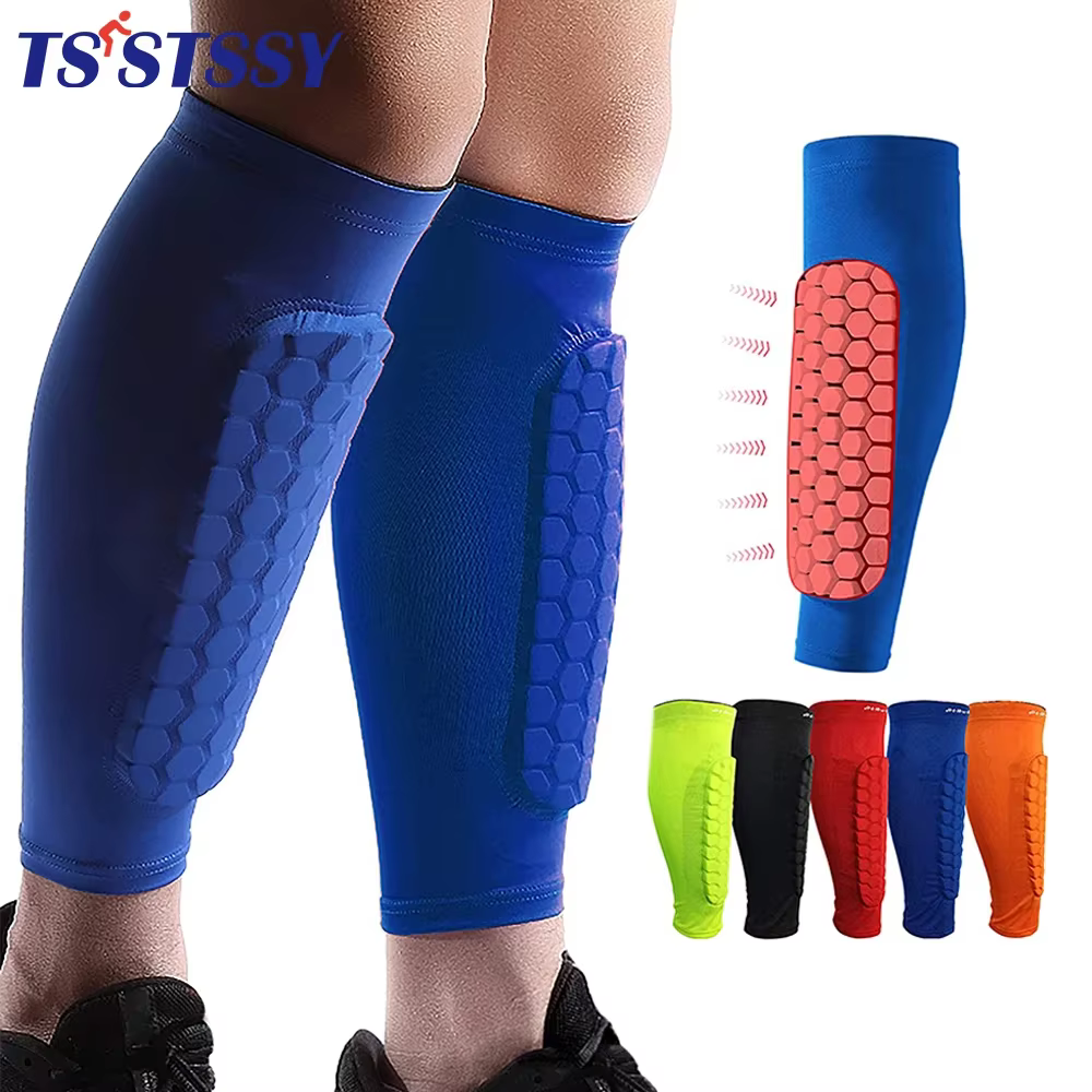 2Pcs/Pair Football Shin Guards Leg Sleeves Honeycomb Nylon Support Sock Shin Protector Soccer Gear Soccer Shields Sports Legging