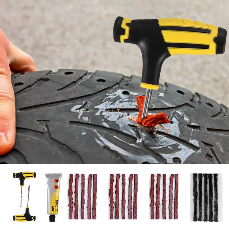 Tyre Repairing Patch Tool Kit Studding Puncture Plug Garage Car Truck Motorcycle Tubeless Wheel Tire Repair Tool with Glue Set
