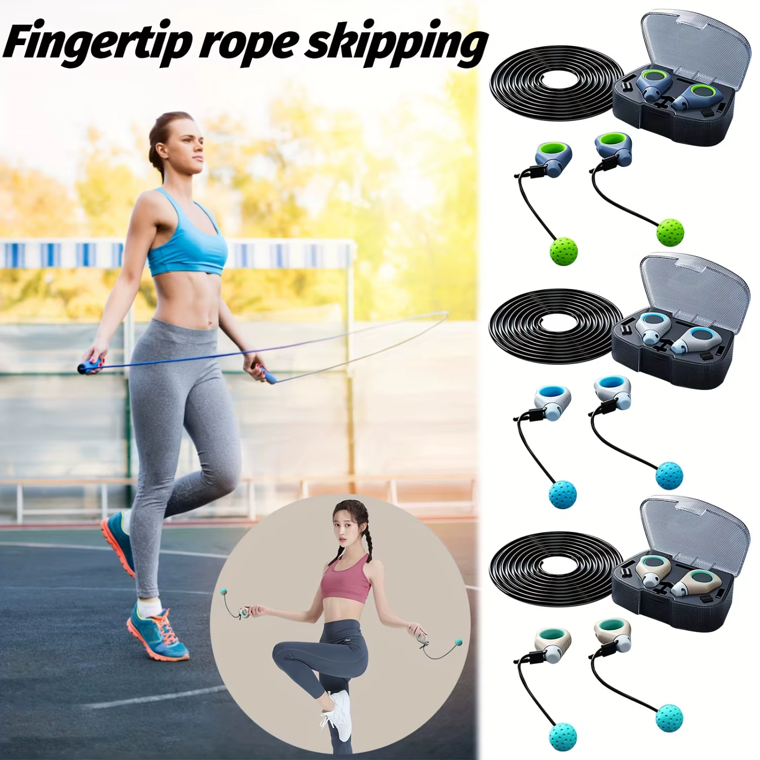 Purpose Fingertip Handle Thumb Sports Rope Jump Rope Ropeless Sports Rope Adjustable Cordless Jump Rope Handle Jump Rope Jump Ro