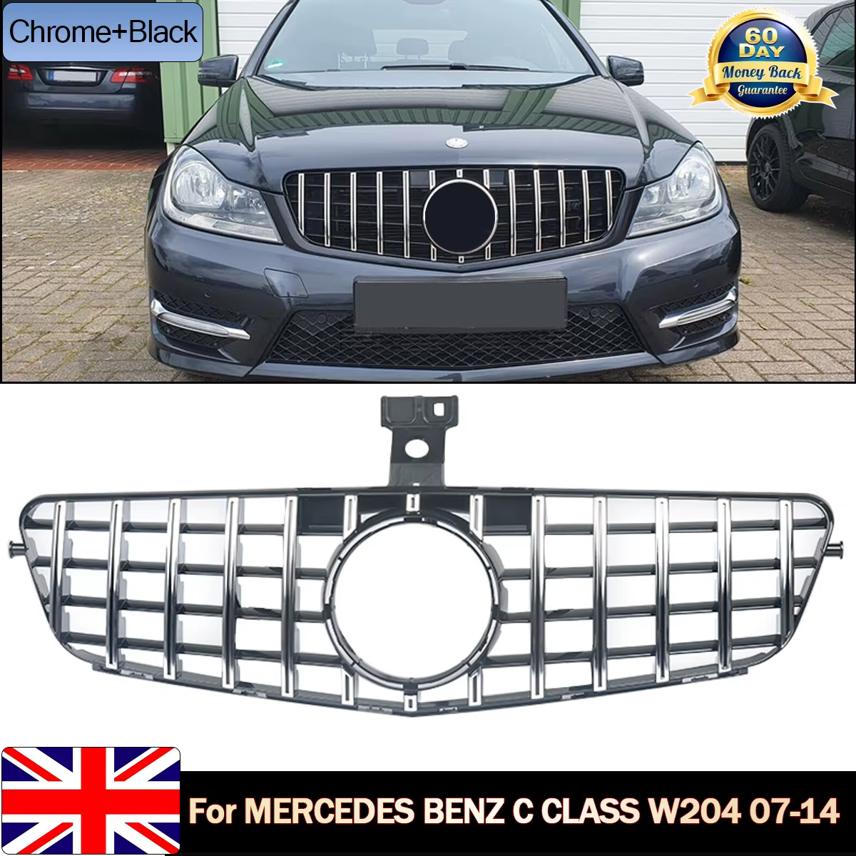 SAIQINGSP Car Accessories Tools Front Radiator Grille C class W204 / C204 / C43 / Coupe / Touring Silver/Black