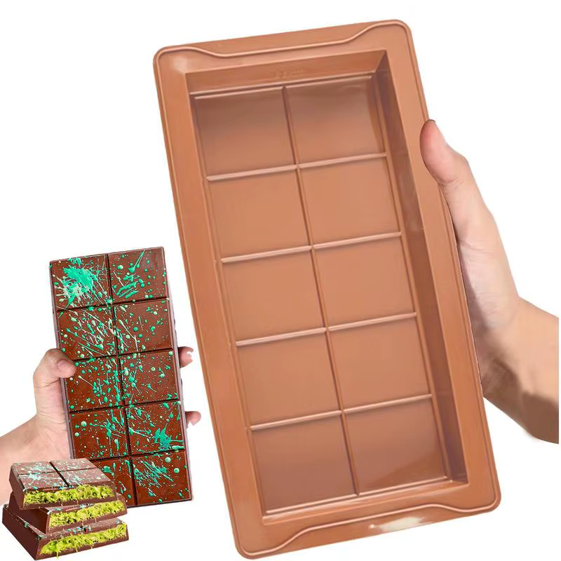 2pcs Large dubai Chocolate Molds Stuffed Silicone Candy Bar Mold Food Grade Multipurpose Candy Molds for Home Kitchen Bakery
