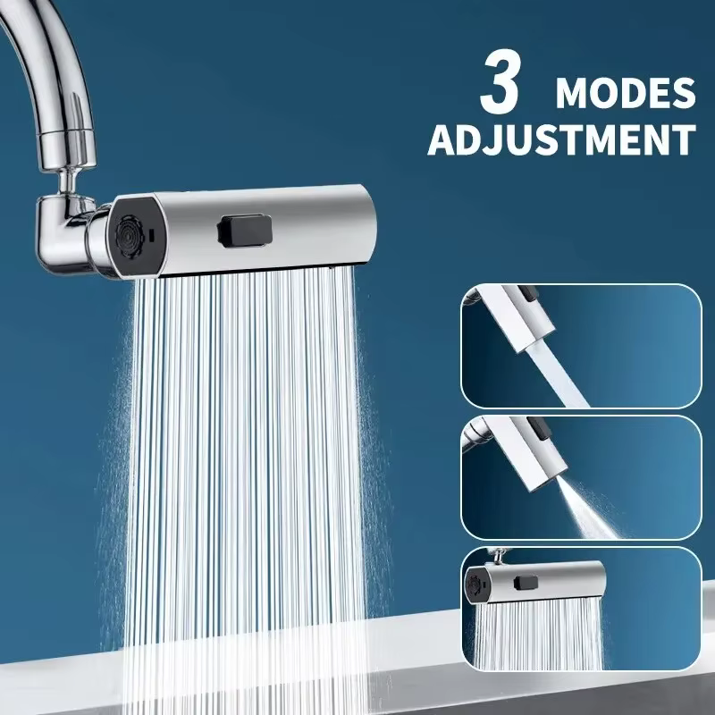 New Kitchen Waterfall Three-mode Universal Swivel Extension Faucet Splash-proof Nozzle Sink Multi-function