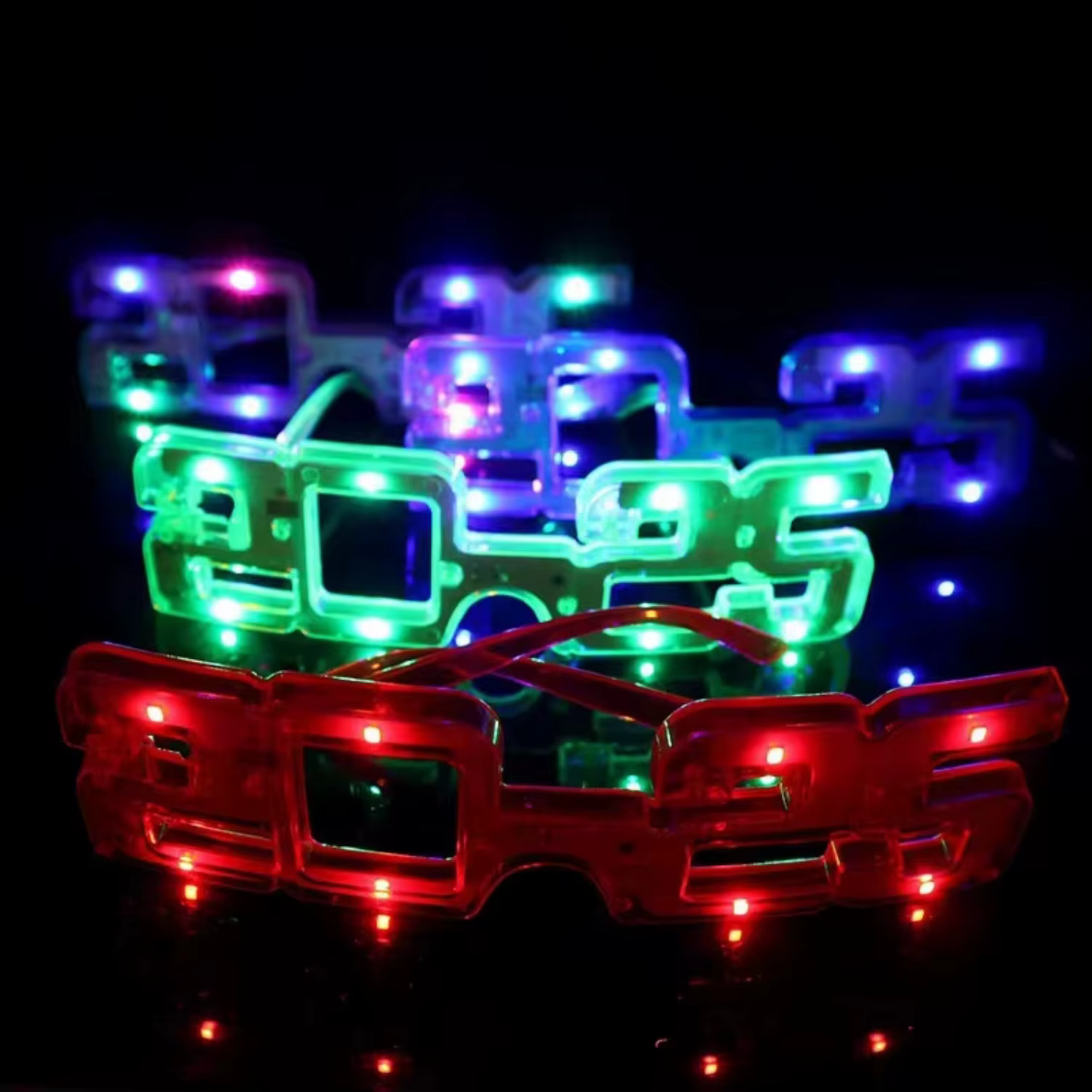 2pcs Wholesale 2025 Latest Light Up Luminous Glasses Eyes LED Glowing Glasses For 2025 New Year Christmas Halloween Party Suppli