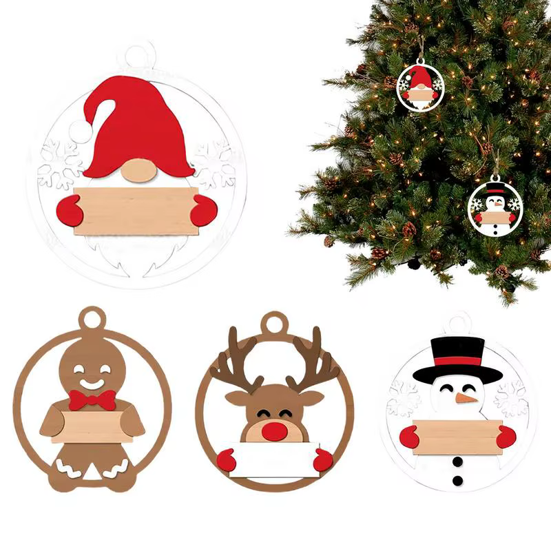 Christmas Elk Ornament Wooden Gingerbread Man Ornament 4X Christmas Pendants Art Craft For Tree Home Indoor Decoration