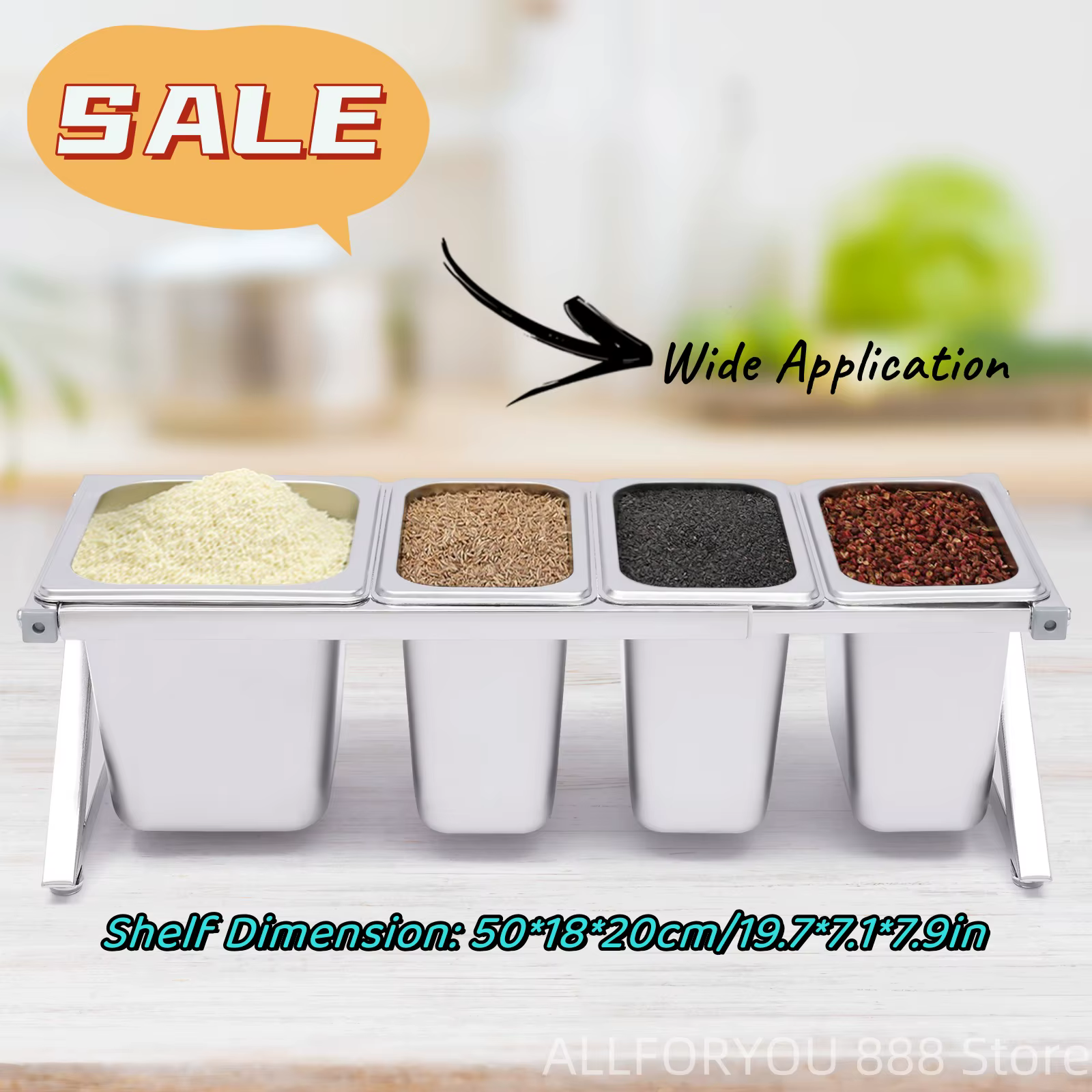 Expandable Spice Rack 3x1/9 Pans 1/6 Pan Stainless Steel Organizer Shelf Easy to Install