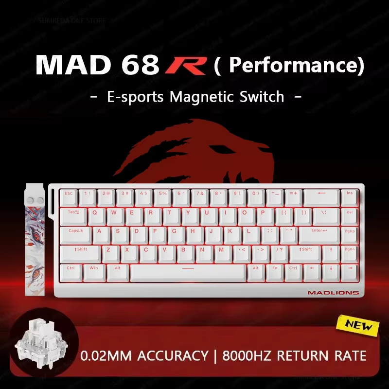 Madlions Mad 68R Mad 60he Mad60 Mad 68he Wired Mechanical Keyboard Gaming Magnetic Switch RT 0.02mm 8K Rate RGB Hotswap Keyboard
