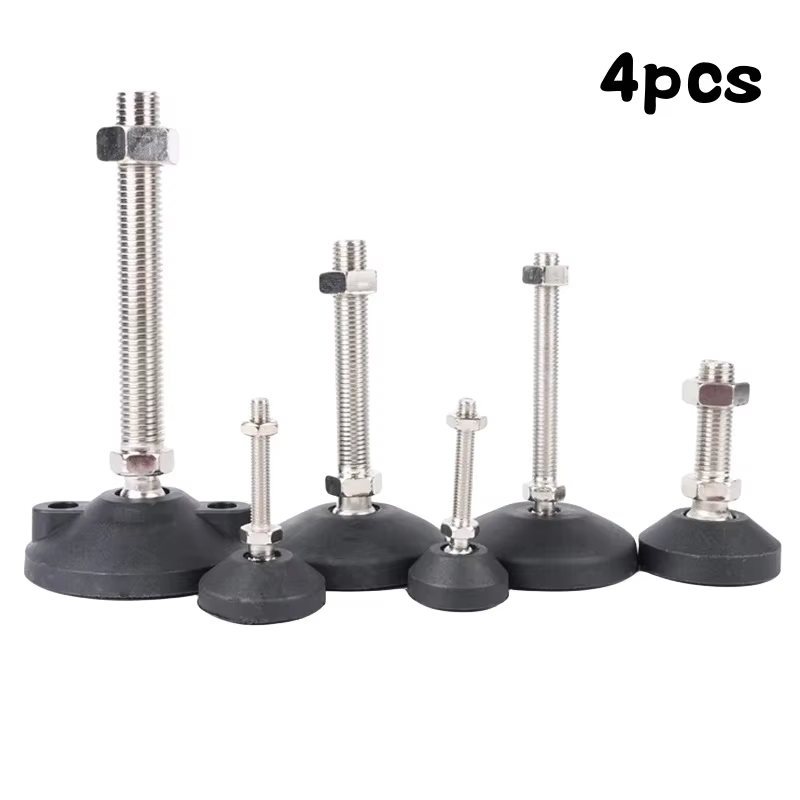 4pcs Universal Adjustable Furniture Levelling Feet M8/M10/M12 Screw Leg Stopper Swivel Base Articulating Lathe Legs Glide Pad