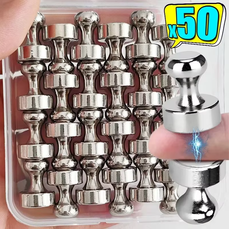 50/2pcs Strong Magnetic Pushpins Mini Metal Magnets Push Pins Sucker for Kitchen Fridge Office School Map Whiteboard Locker Pin