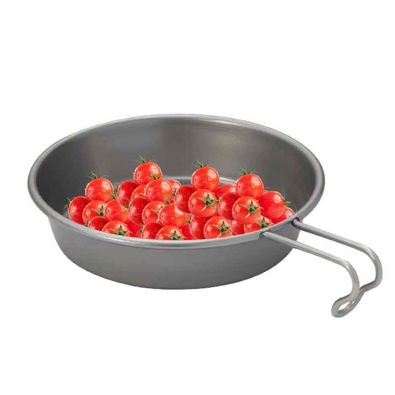 Stainless Steel Camping Plates Vintage Camping Pans for Cooking with Handle Portable Camp Cookware for Outdoor Hiking Picnic BBQ