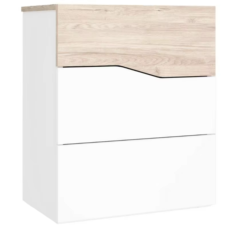 Cannes bedside table, bedside tables, bedroom bedside tables, bedroom bedside table, bedroom bedside tables, tables, home furniture, color Matte White and Sahara 54x65x35 cm