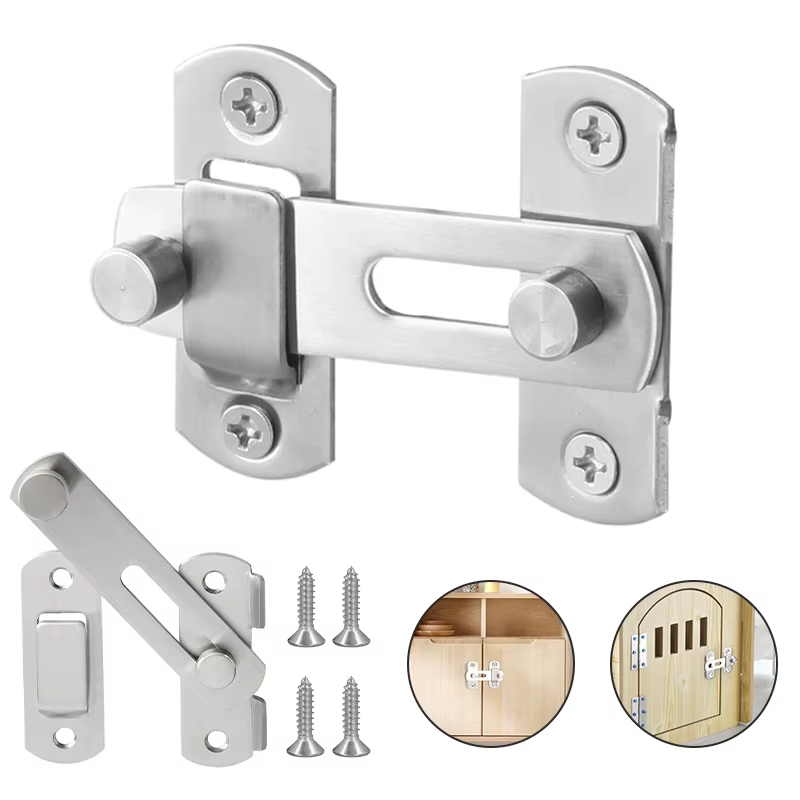 Stainless Steel Sliding Barn Door Lock Multi-purpose Hardware Gate Latches Safety Latches for Wooden Furniture Window Closet