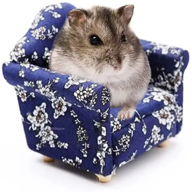 1PCS Mini Floral Print Sofa Guinea Pig Sofa Bed Small Animal Cage Mini Sofa Hamster Rat Sleeping Bed Hamster House Sofa Hedgehog