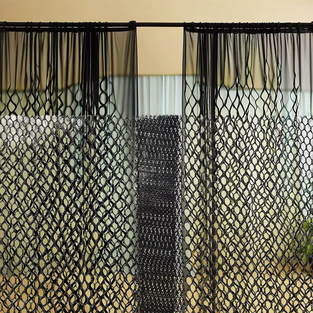 Black Insect Door Screen Mesh Curtain - 10-Piece Set, 240x240 cm for Effective Bug Protection