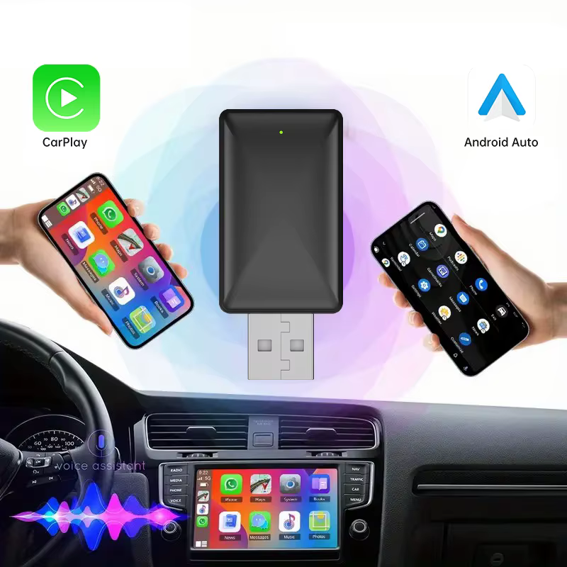 USB Wireless Carplay Adapter for iPhone Android Auto 2-in-1 Original Car Wired Carplay to Wireless