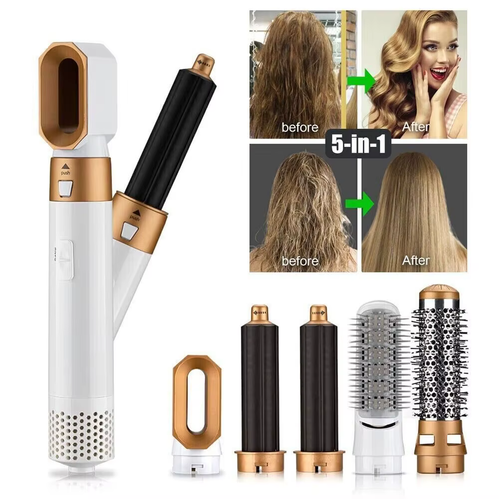 5 In 1 Electric Hair Dryer Blow Curler Set Detachable Styler Hot Air Brush Salon