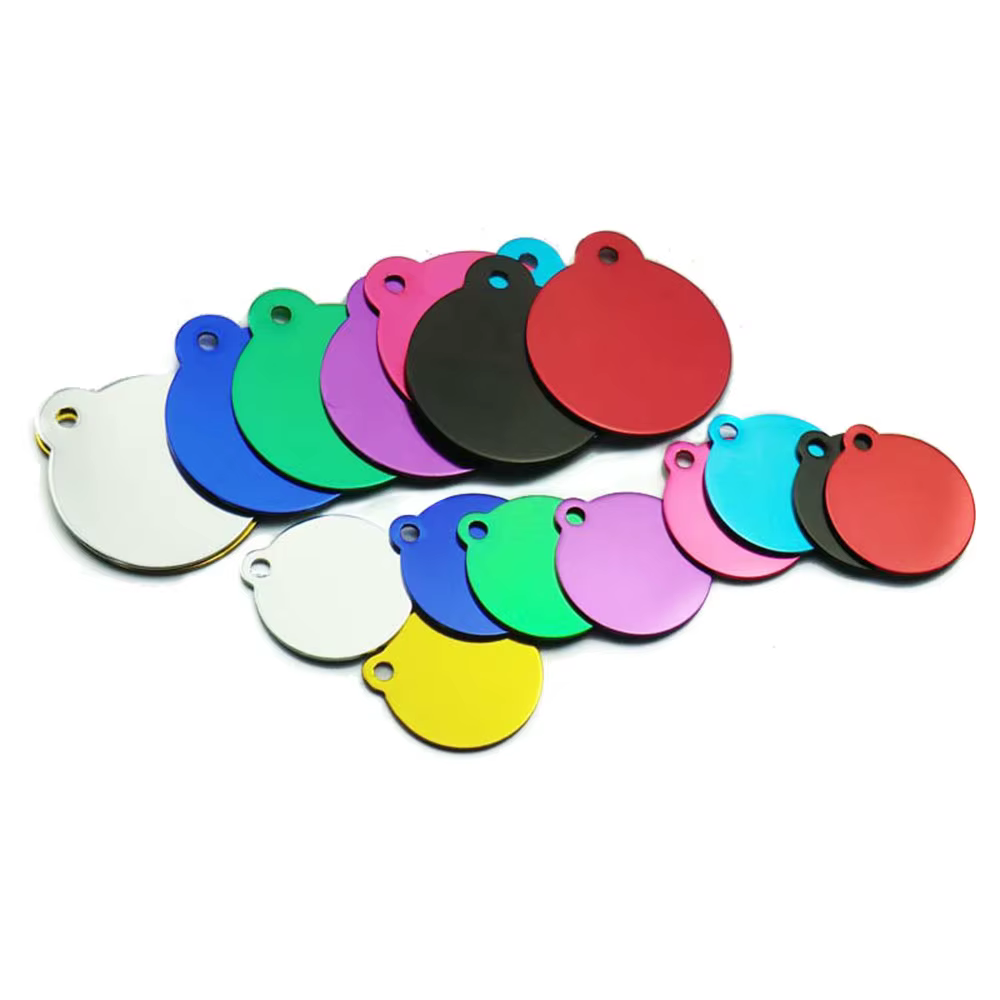Wholesale 20pcs Pet Dog Cat Tag Id Aluminum Phone Personalized Supplies Alloy Round Shape Charm Keyrings Shop Lable Plate