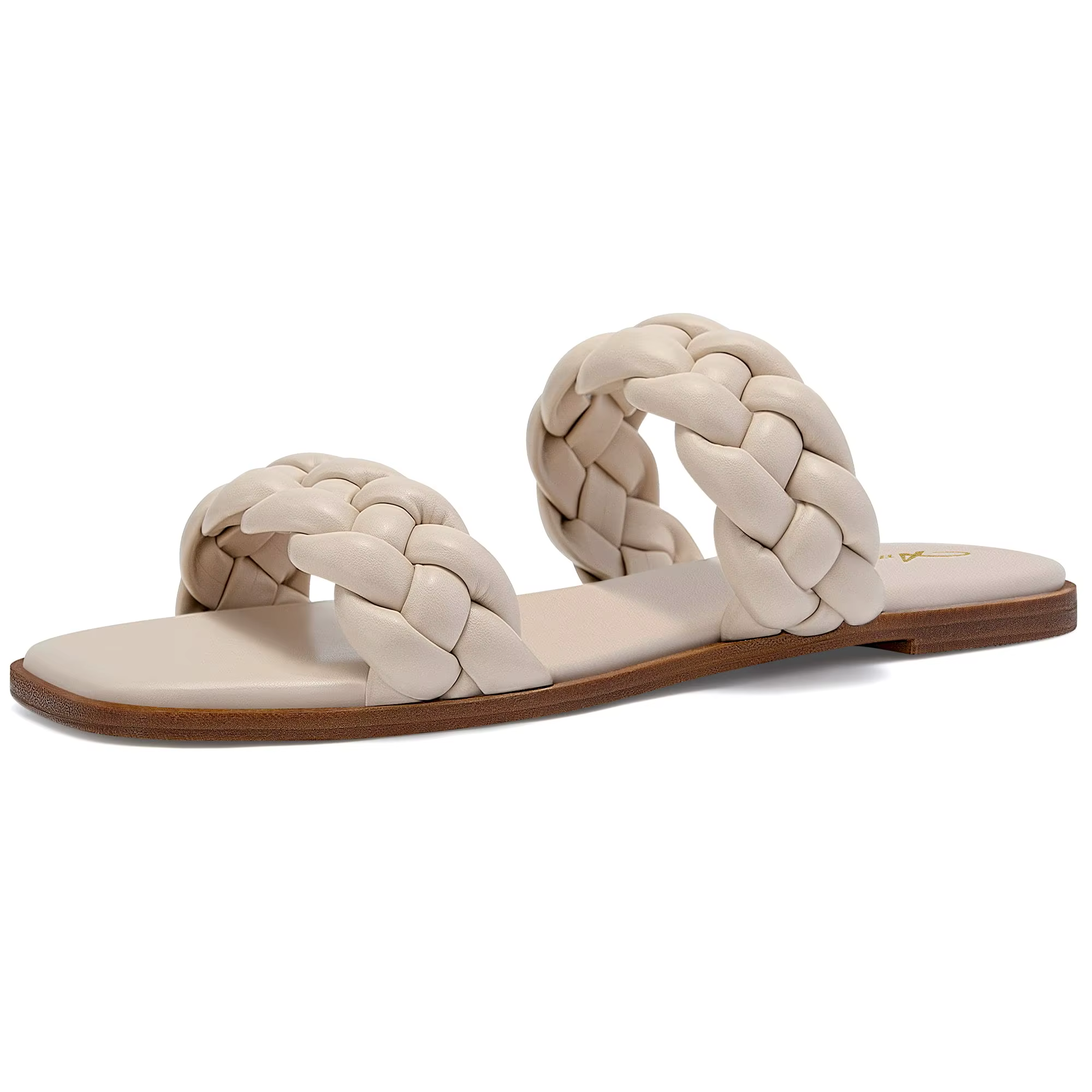 Vintage Womens Braided Flat Sandals Fashion Square Open Toe Slip Slippers Casual Summer On Low Block Heel Slide Shoes