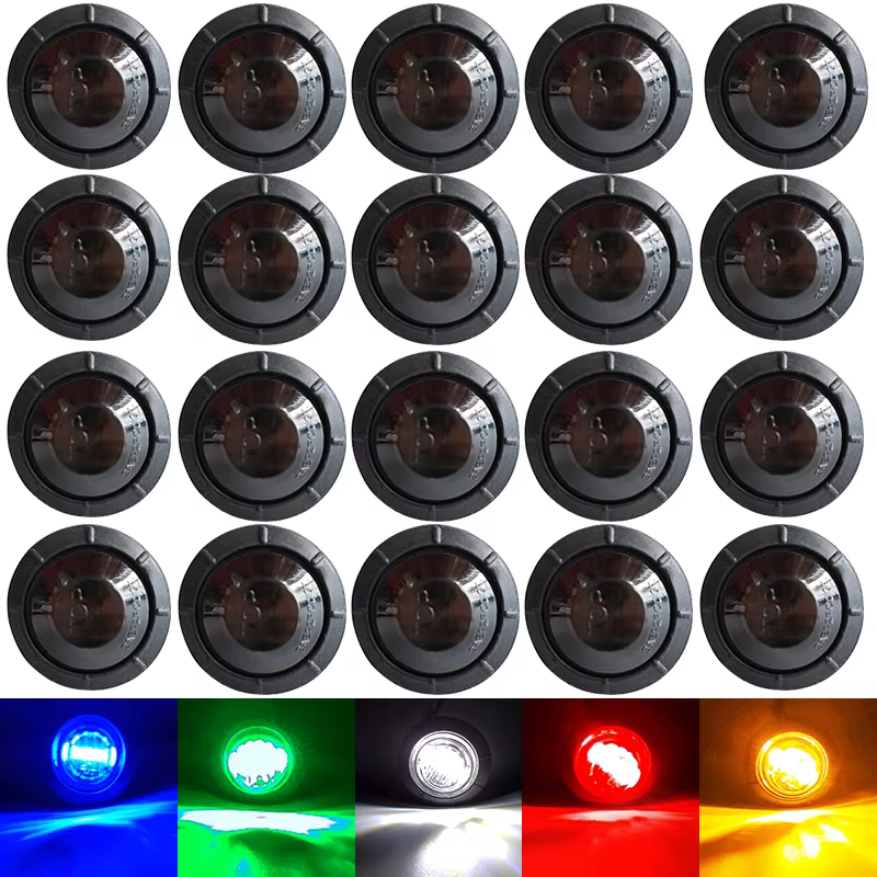 20X 3/4 Inch Round LED Side Marker Lights Clearance Lights Front Rear Signal Lamp Indicators Light Waterproof for Truck Trailer