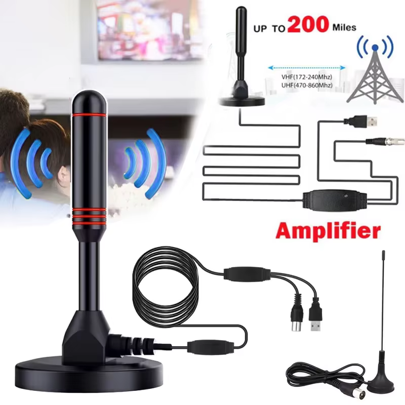 HD Digital TV Antenna Indoor Amplified DAB High Gain 200 Miles With Amplifier Booster VHF/UHF Quick Response Outdoor Aerial Set